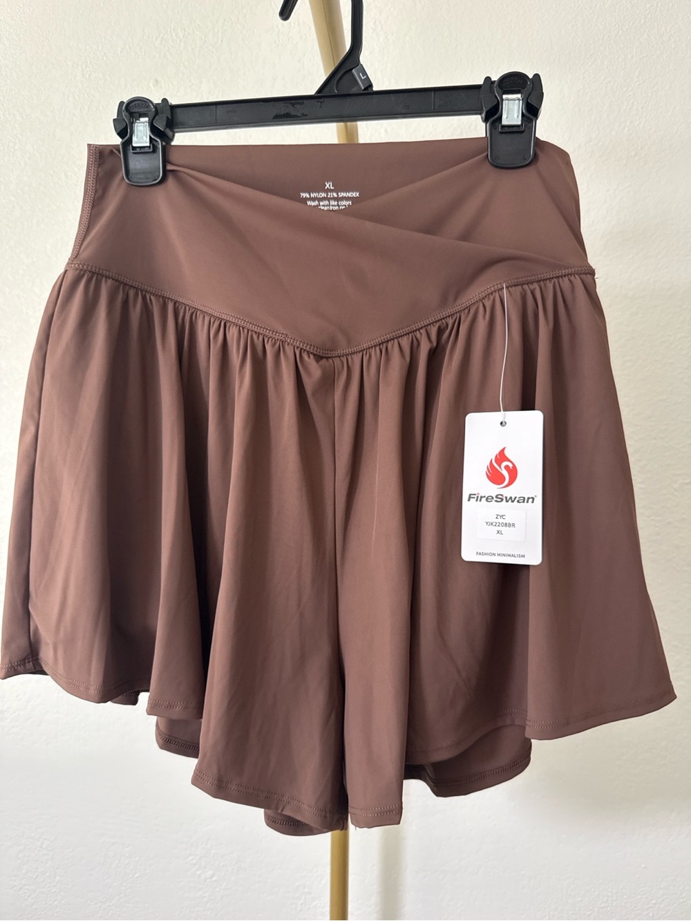 NWT FireSwan Brown Tennis Skort Athletic Skirt Built In Shorts XL